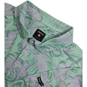 Men's Swiss Alps GOLF PERFORMANCE POLO STRETCH‎ WITH AOP FLOWERS 2XL- NWT